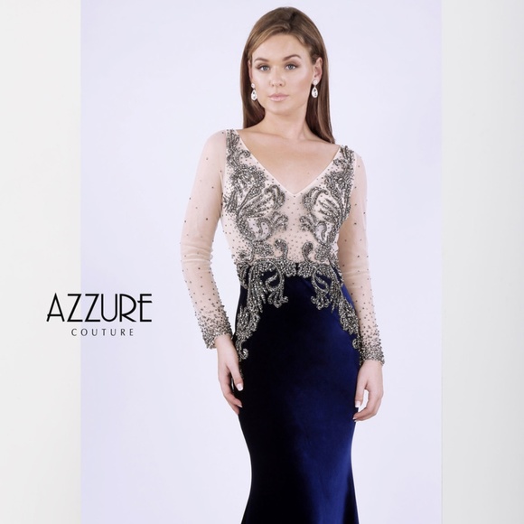 522 Azzure Couture, Beaded and Velvet Long sleeve - Picture 8 of 8